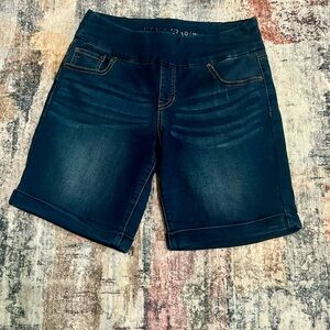 Stitch Star Mid Rise Bermuda Stretch Waist Jean Shorts